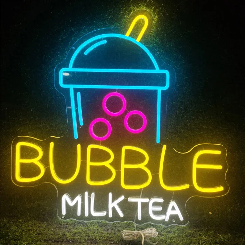 

Custom Bubble Milk Tea Neon Signs for Two Style Wall Decor Milk Tea Shop Sign Neon Light Shop Office Bedroom Gift for Kids