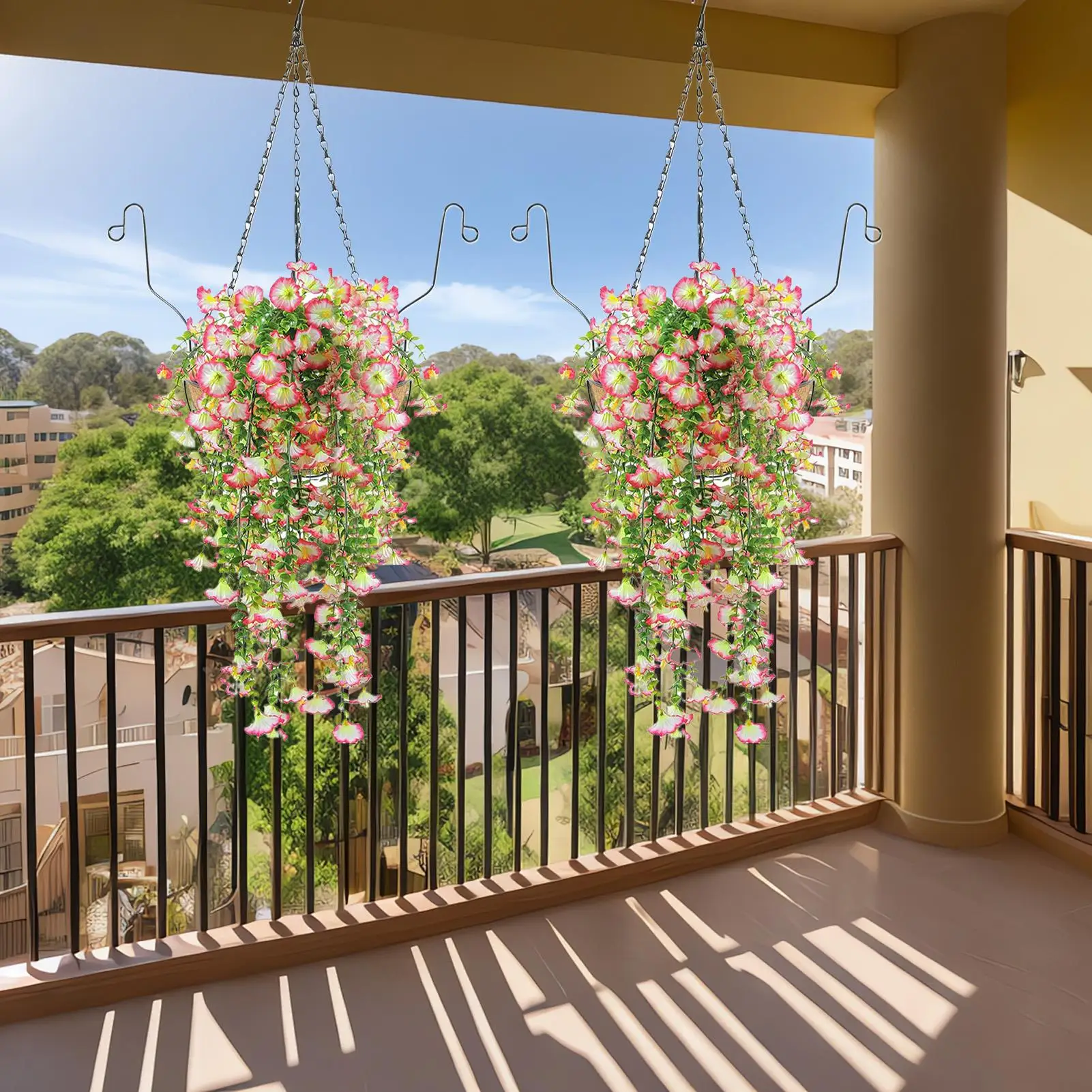 

Artificial Hangable Flowers Artificial Outdoor Flowers With Hangable Basket Suspending Faux Floral Plant Decoration For Yard