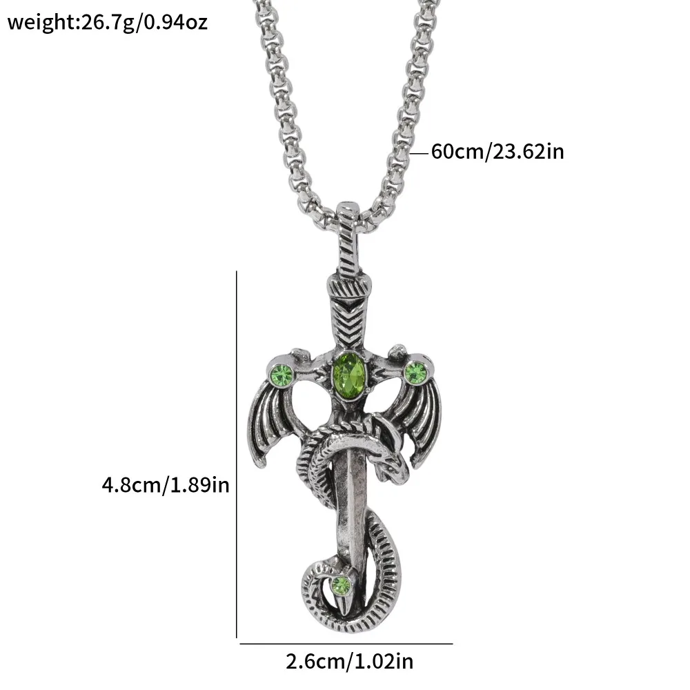 Gothic Dragon Sword Necklace Creative Trendy Men Pendant Jewelry Accessory for Cosplay Personalized Gift