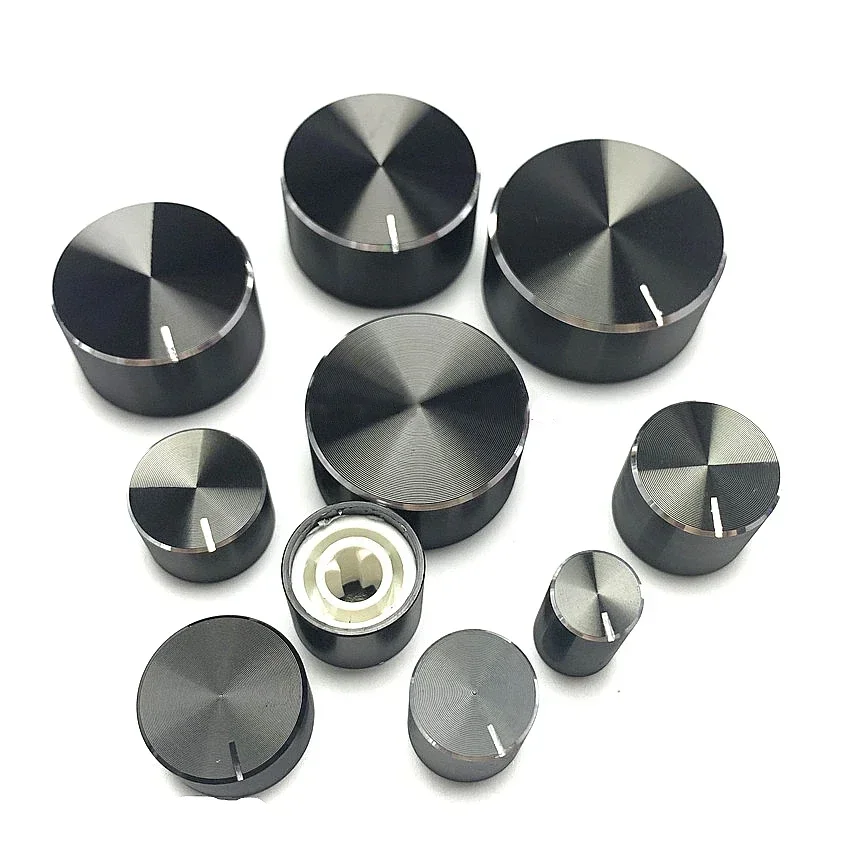Para eixo de rolo de 6mm/eixo d, tampa do botão do potenciômetro de liga de alumínio, botão de controle de volume, interruptor de rotação do chapéu, 1 peça