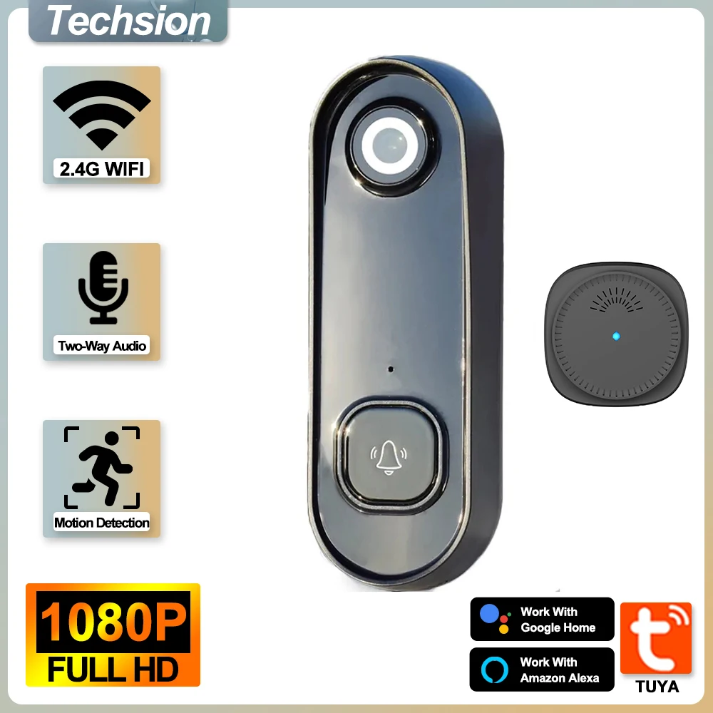 tuya campainha sem fio wifi camera 1080p campainha de seguranca video porteiro monitor domestico inteligente visao noturna ir impermeavel alexa 01