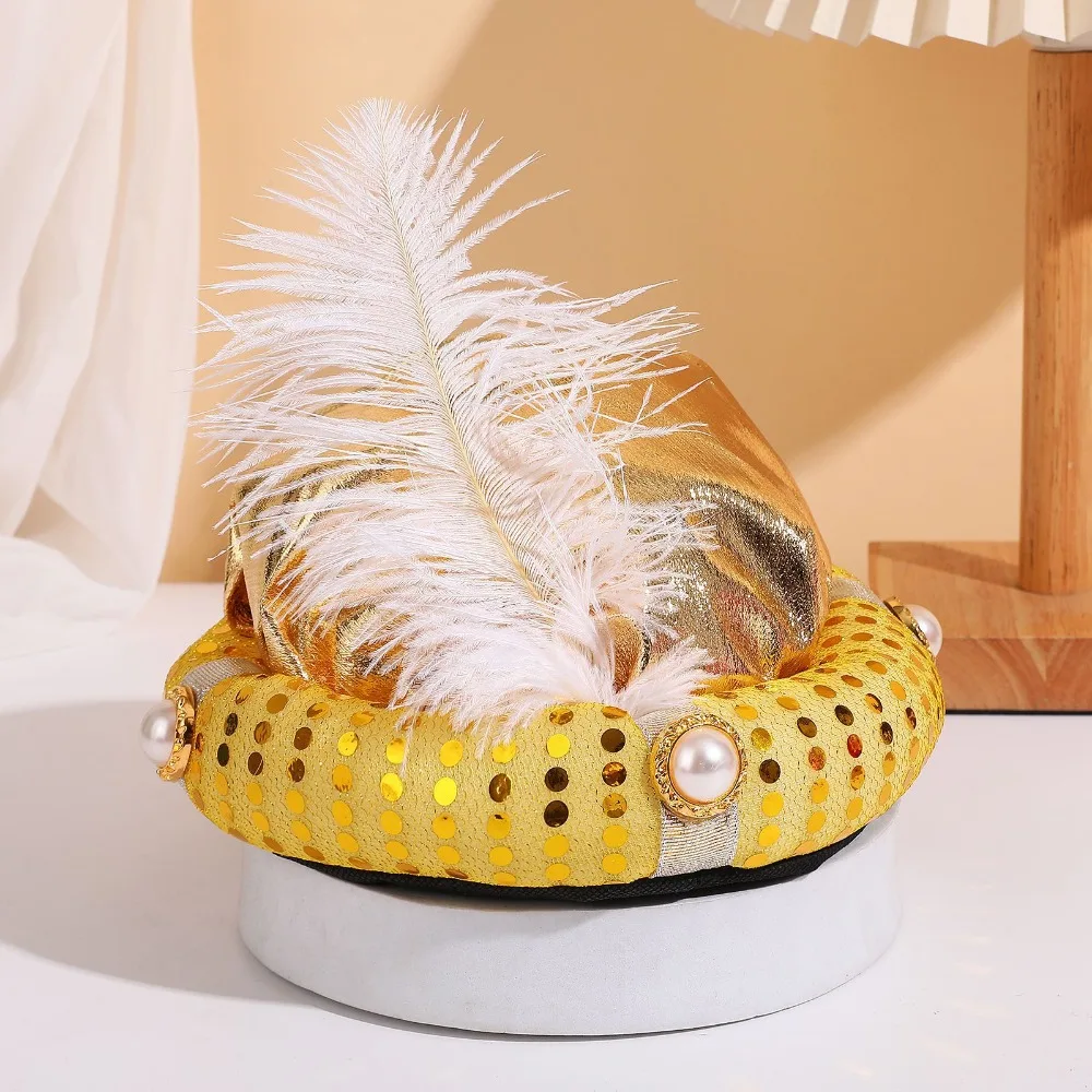 أشرطة رأس قبعة هندية أداء الدعائم فستان بتصميم حالم سلطان عمامة القبعات الكبار الأطفال خوذة أغطية الرأس العربية تأثيري كرنفال