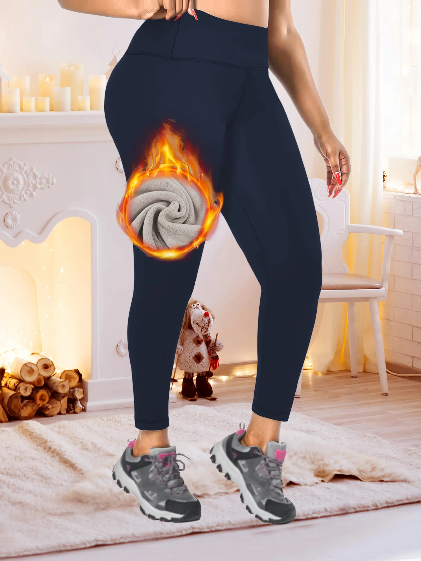 القهوة المخملية الشتاء الصوف مبطن حجم كبير طماق للنساء عالية الخصر تشكيل الدفء الخريف والشتاء قاعدة طبقة السراويل