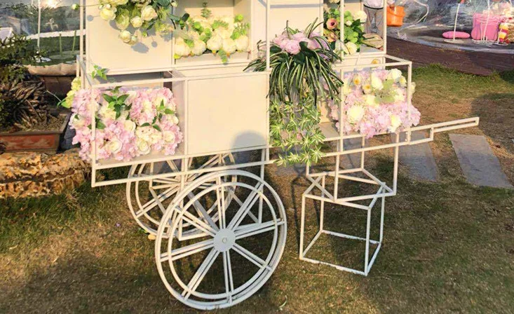 Iron Art Mobile Flower Racks Float Stalls Floor standing Display Mall Activity Decoration Flower Shop Decoration Stall Car