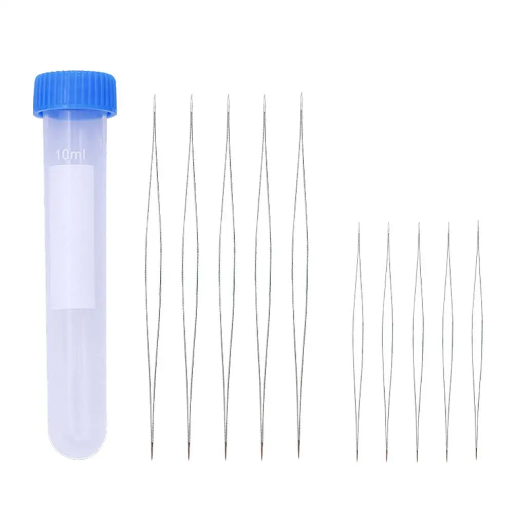 10 Pcs Beaded Needle Big Eye Curved Open Stainless Steel Pin Sewing Large Collapsible Embroidery Beading Jewelry Making Tool