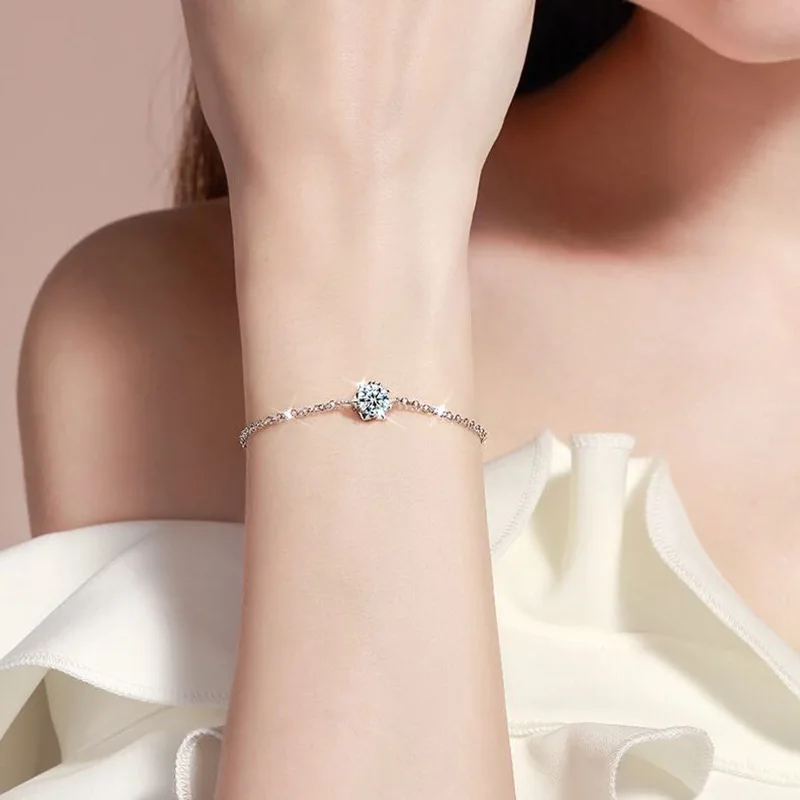 Butterflykiss Sterling Silver S925 1Carat Gemstone Bracelet For Women Passed Diamond Test With Certificate Luxury Jewelry Trendy