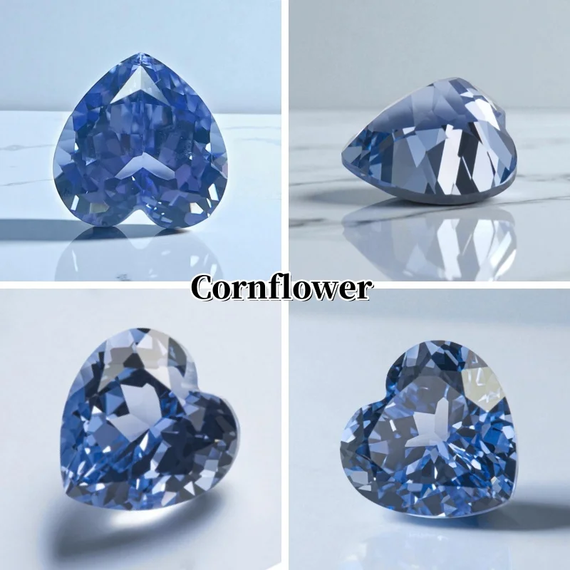 Lab Grown Sapphire Heart Shape Cornflower Color High Quality for DIY Jewelry Making Ring Main Materials Certificate