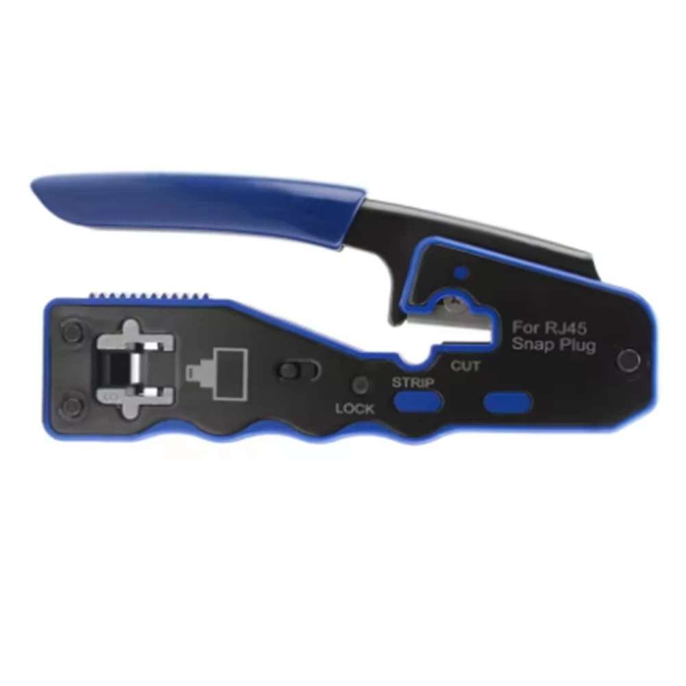ABZV-Pass Through Crimper Stripper Cutter Alicate de cabo de rede multifuncional Alicate de piercing e friso
