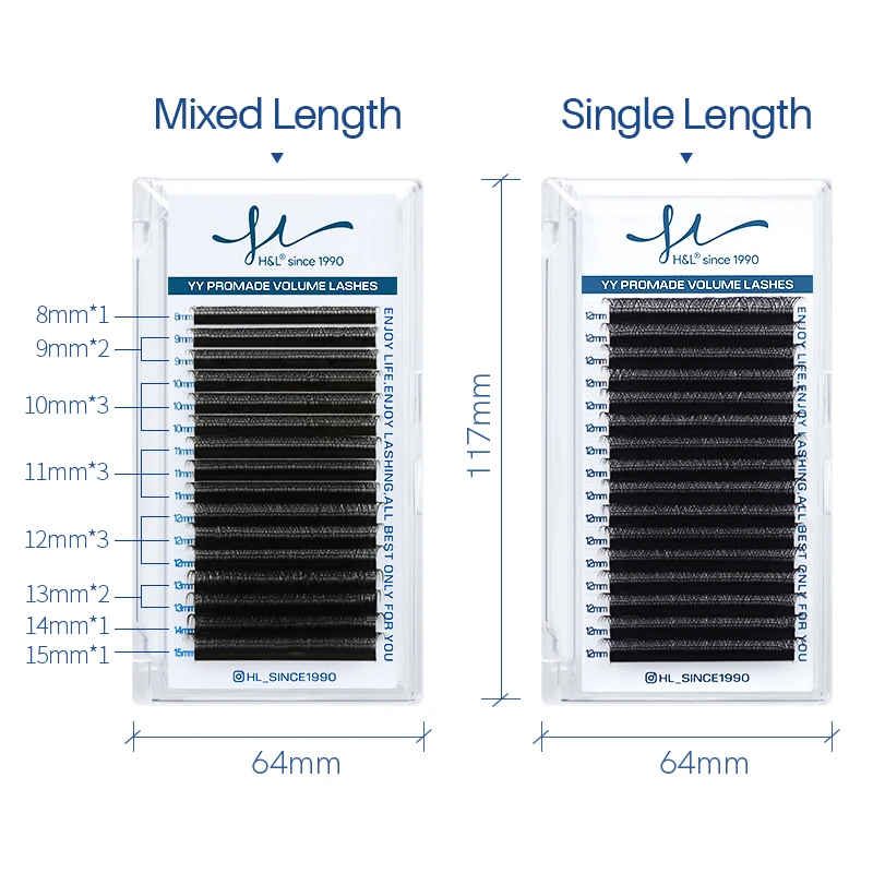 H & L od 1990 r. 16 rzędów YY kształt przedłużanie rzęs Faux Mink czarne naturalne i miękkie indywidualne rzęsy Y kształt sztuczne rzęsy Toos