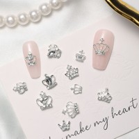 30PCSExquisite Crown Charms for Nail Luxury 3D Mixed Crown Shape Nail Gems with Crystal Clear Crystal Alloy Perfect for Acrylic