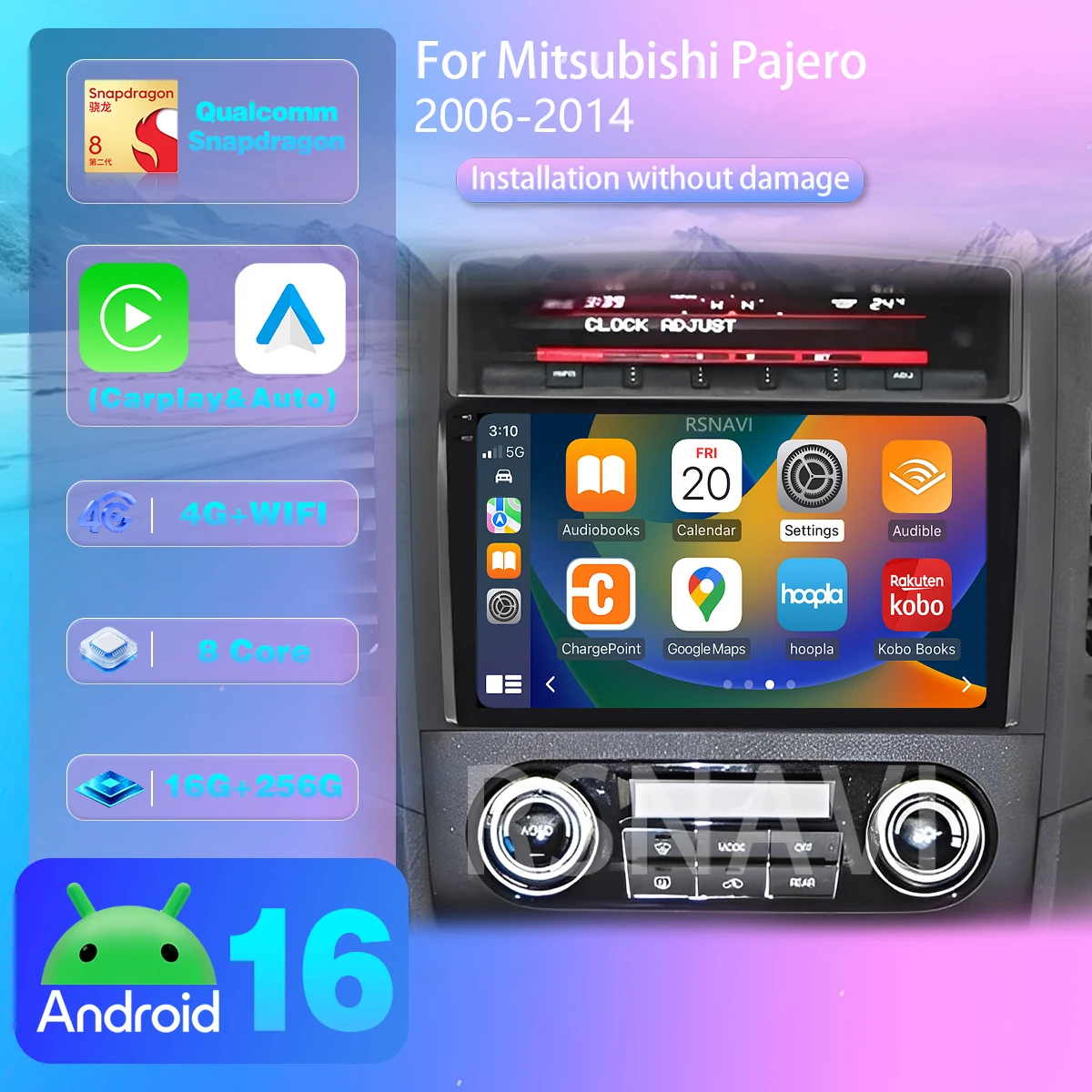 Android 16 For Mitsubishi Pajero 4 V80 V90 2006 - 2014 Car Radio Multimedia Video Player stereo Voice CarPlay 360 Camera WIFI+4G