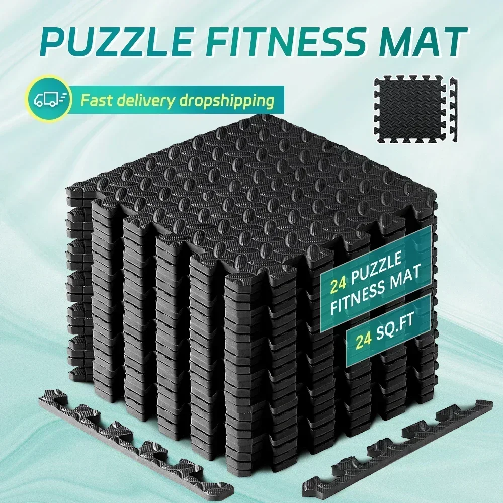 20Pcs Anti-Slip Foam Mat for Home Gym, Exercise Floor - Interlocking Puzzle Tiles with Texture, for Exercise Room, Kids Playroom