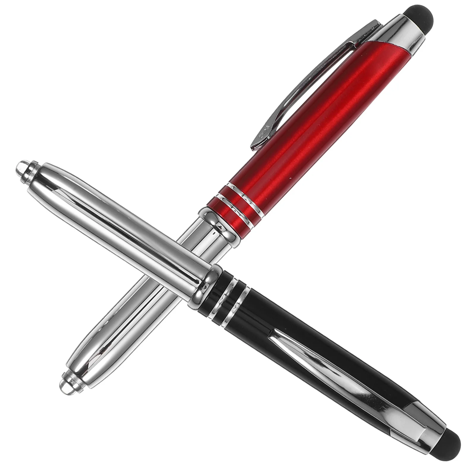 4pcs Led Light Pen Metal Ballpoint Pens Bright Flashlight Smooth Writing Comfortable Grip For Office Night Nurses Portable