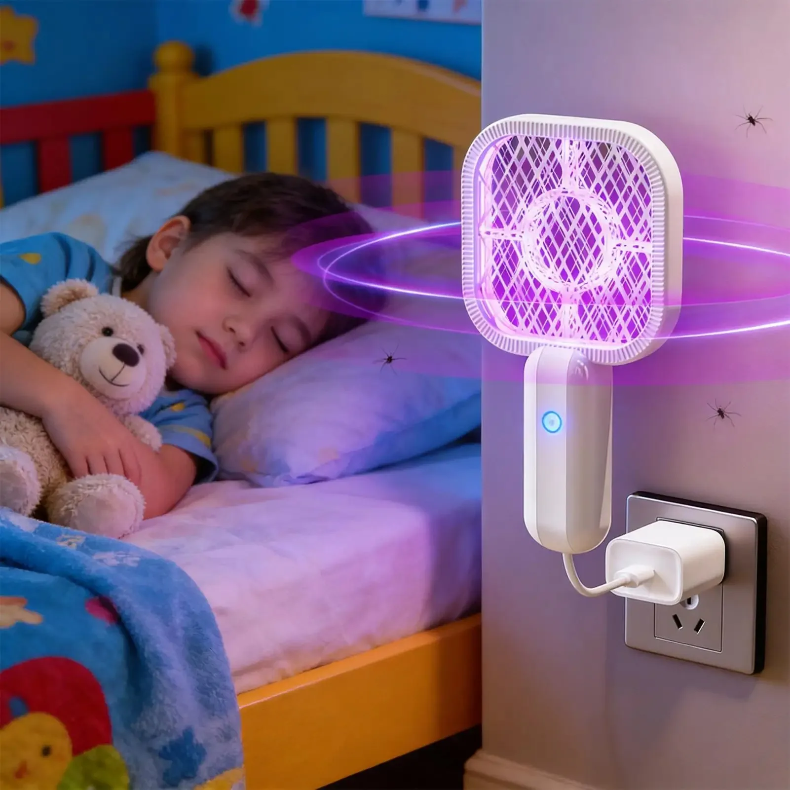 Electric Shock USB Mosquito Swatter UV Light Pest Control Insect Racket Security Net Trap for Home Bedroom