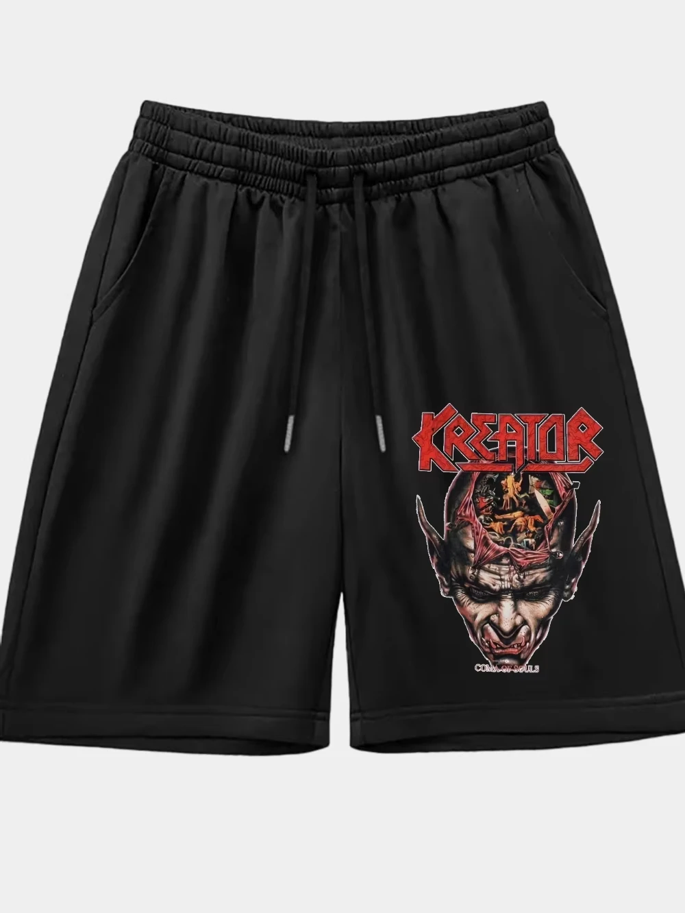 

Новинка 2023 года, летние мужские шорты с рисунком рок-группы, черные повседневные летние спортивные шорты с принтом дьявола и черепа и пламени для фитнеса на открытом воздухе