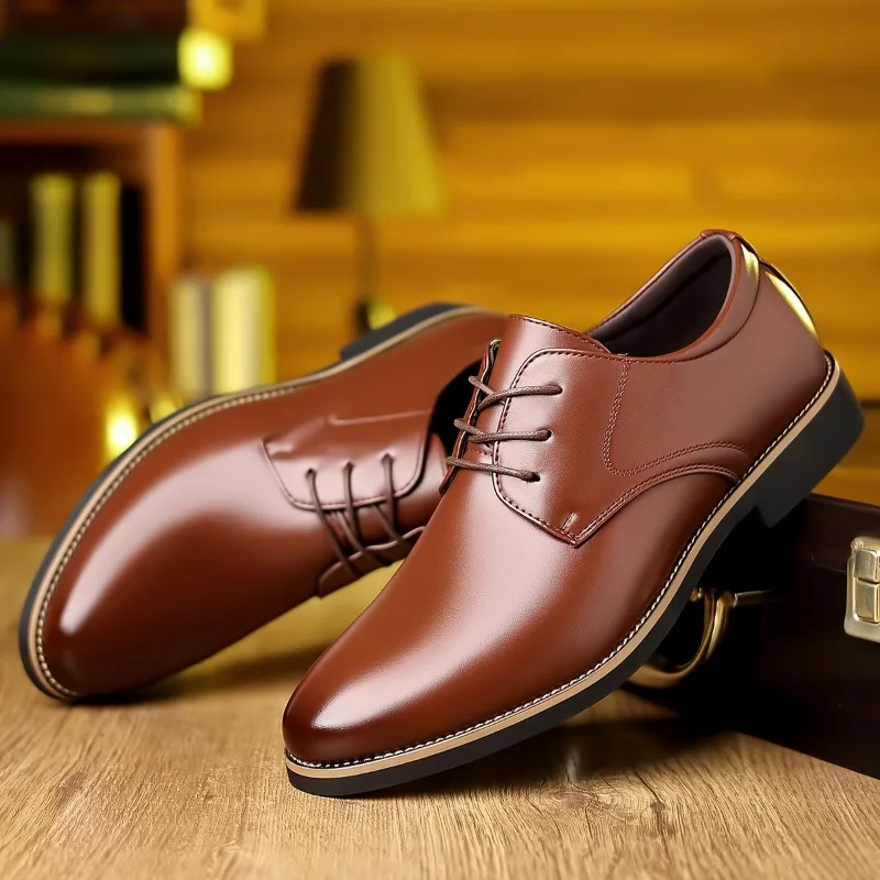 New Large Size 38-48 Men\'s Dress Shoes Fashion Soft Sole Men Fashion Leather Shoes Male Designer Casual Wedding Shoes Man