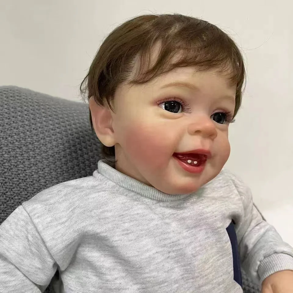 24 Innocent and NaiveSilicone Vinyl Dolls Named Davina Cloth Body Smiling Reborn Baby Doll Best Kids Friend