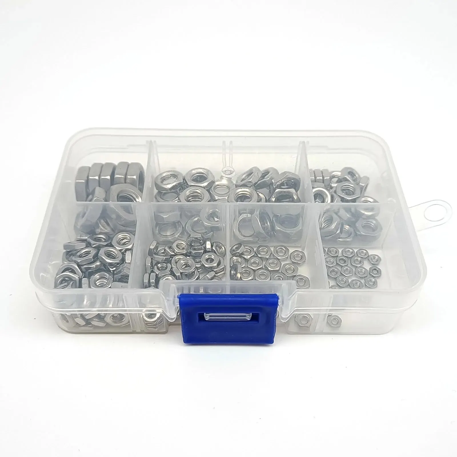 210szt Zestaw cienkich nakrętek sześciokątnych M2 M2.5 M3 M4 M5 M6 M8 Zestaw asortymentowy Pudełko 304 A2-70 Stal nierdzewna DIN439 GB6172