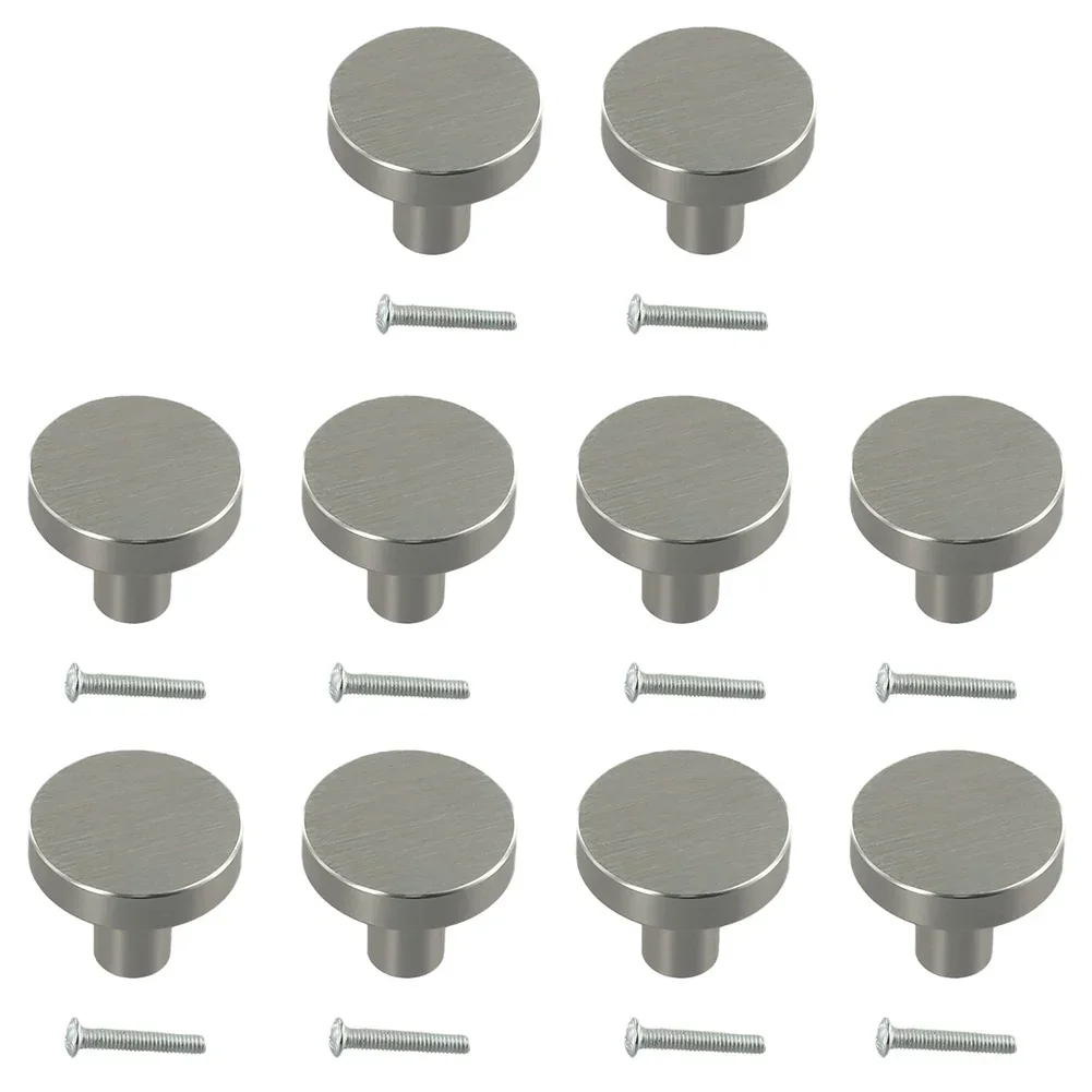 Contemporary Round Single Hole Cabinet and Drawer Handle in Space Aluminum Designed for Minimalist and Functional Furniture Use