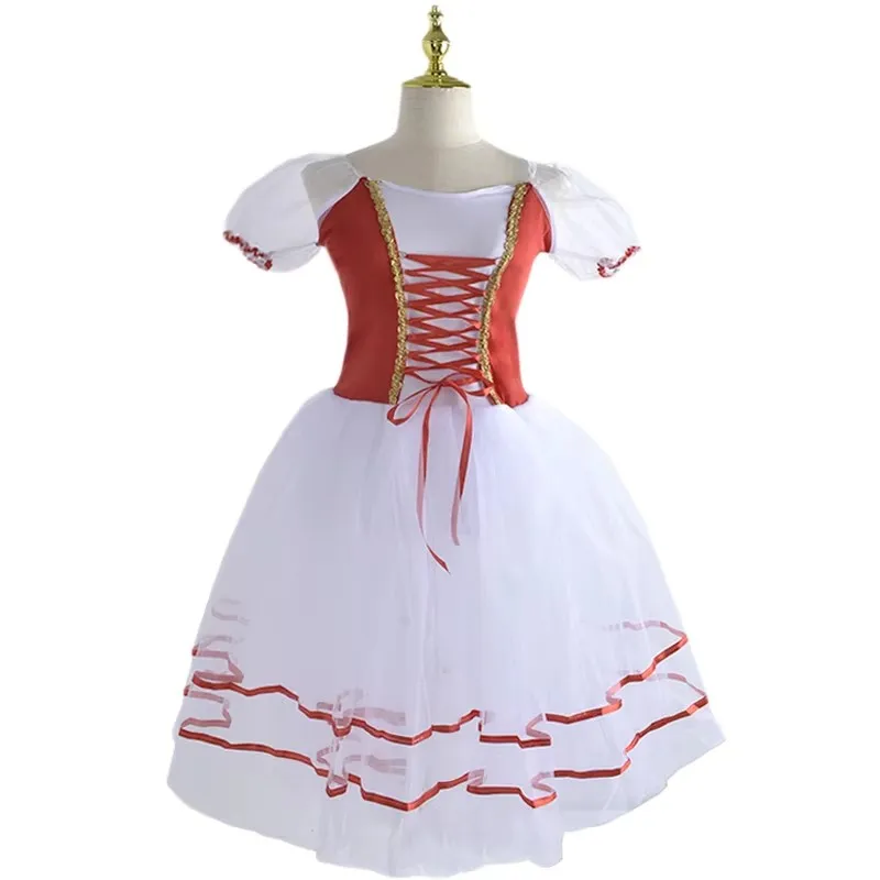 Nuevo tutú romántico Giselle trajes de Ballet niñas niño Velet vestido largo de tul vestido de bailarina de Skate vestido de coro de manga abombada