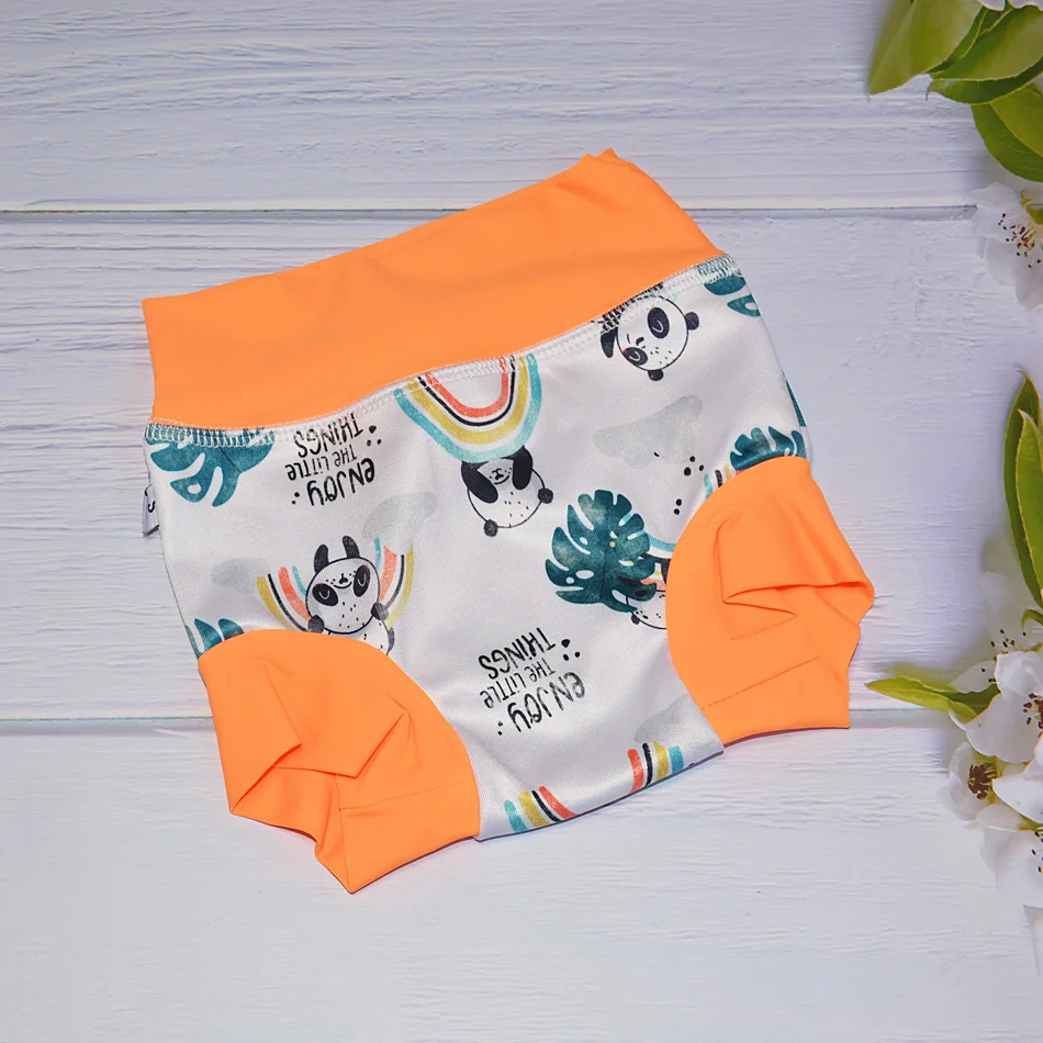 WizInfant Infant Children Leakproof Swimming Diapers Newborn Baby High Waist Swimming Trunks Baby Cartoon Printed Cloth Diaper