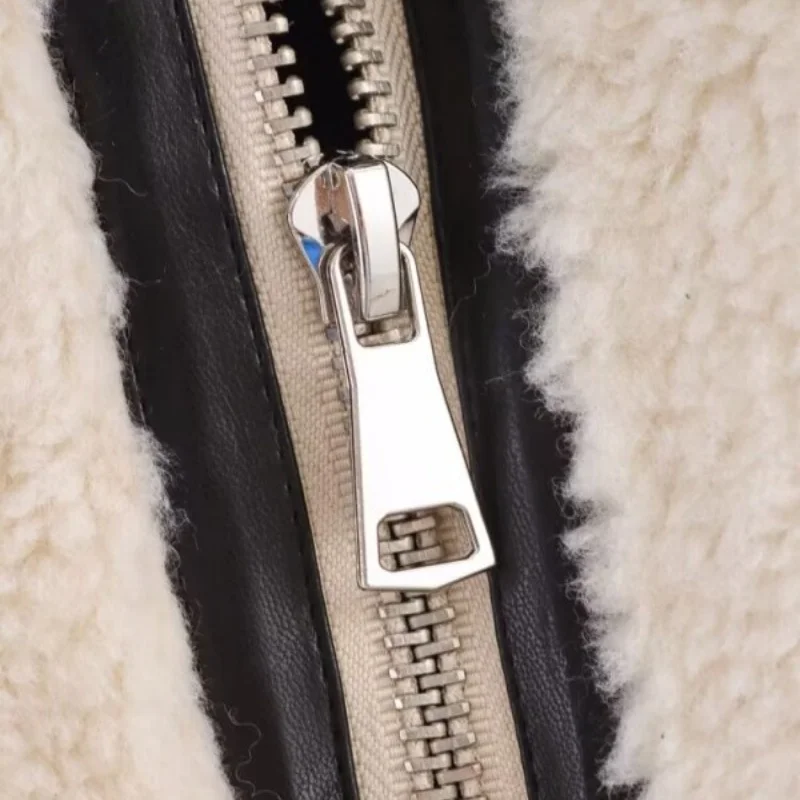 الفراء الاصطناعي بو الجلود تصميم معطف طويل الأكمام سترة المرأة شتاء دافئ شيك القمم ملابس خارجية نمط قاطرة