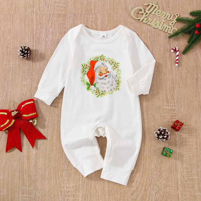 

Christmas Toddler Romper Festive Short Sleeve Crew Neck Reindeer Print Playsuit for Holiday Celebrations