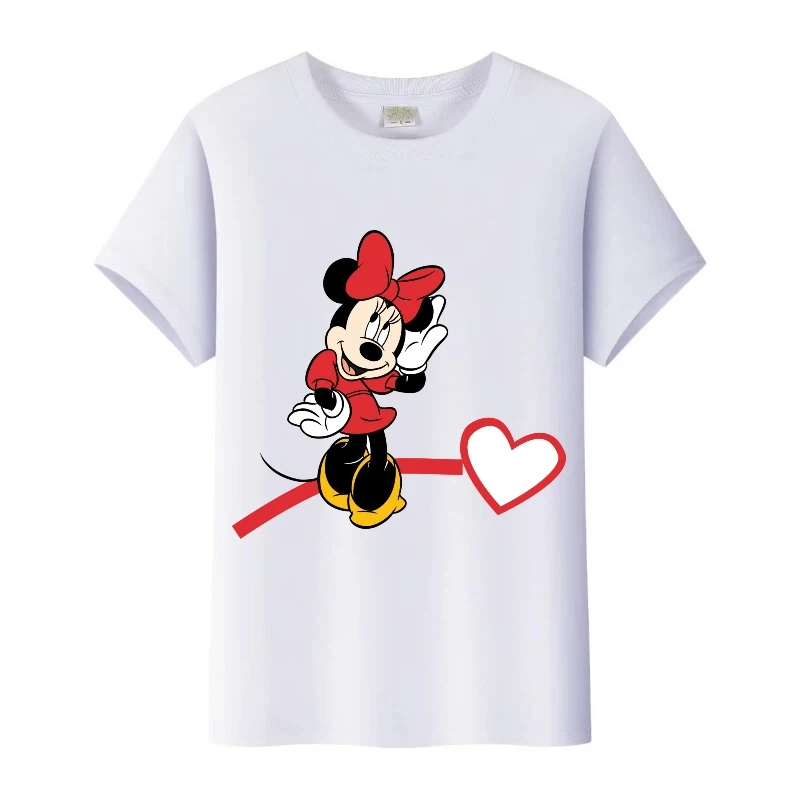 لطيف ديزني ميكي ماوس طباعة الملابس امرأة التي شيرت 90S الاطفال تي شيرت الأسرة بلايز قصيرة الأكمام تيز الصيف فتاة المتضخم بلوزة #1