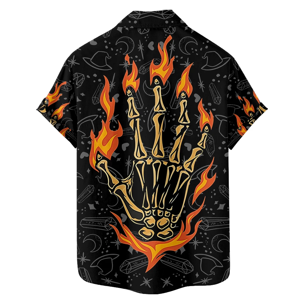 Hot Sale Shirts Summer Mens Short Sleeve Shirt Custom Button Shirts Plus Size Men Skull Printing Shirts