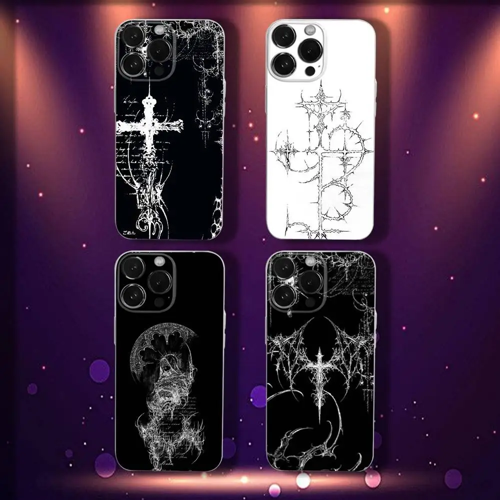 

Gothic Cyber Sigils Phone Case For iPhone 16,15,14,13,12,11 Pro,Max,Plus,X,XS,XR,SE4,E Mini Transparent Soft Cover