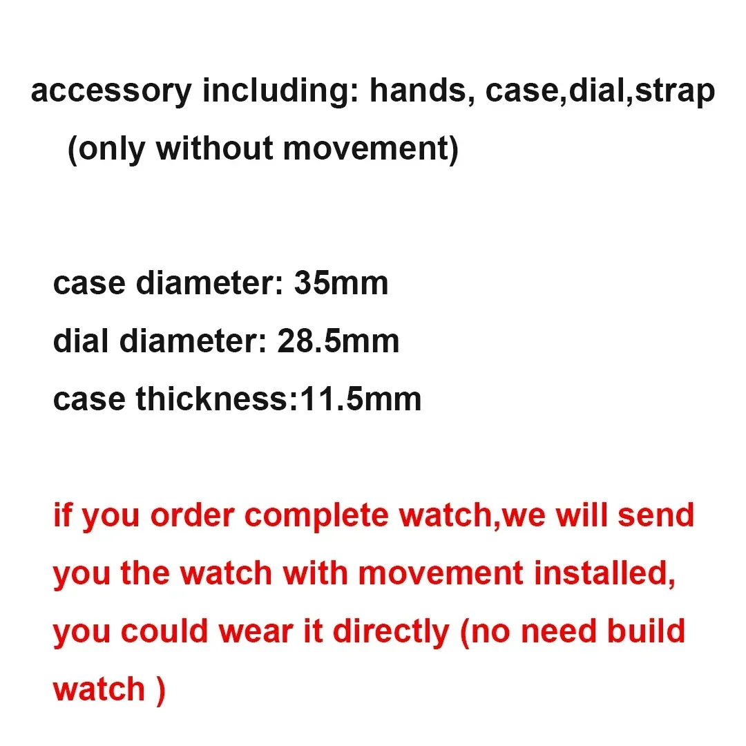 35mm Case Hands Band Watch Accessory Sets for 7009 7s26 Automatic Men Watch Kit Stainless Steel Watch Parts Assemble