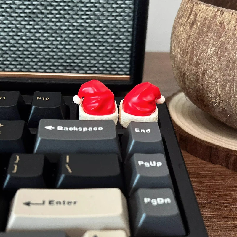Christmas Series Little Red Riding Hood Resin Artisan Keycap Creative Kawaii Cute Holiday Gift For Mechanical Keyboard