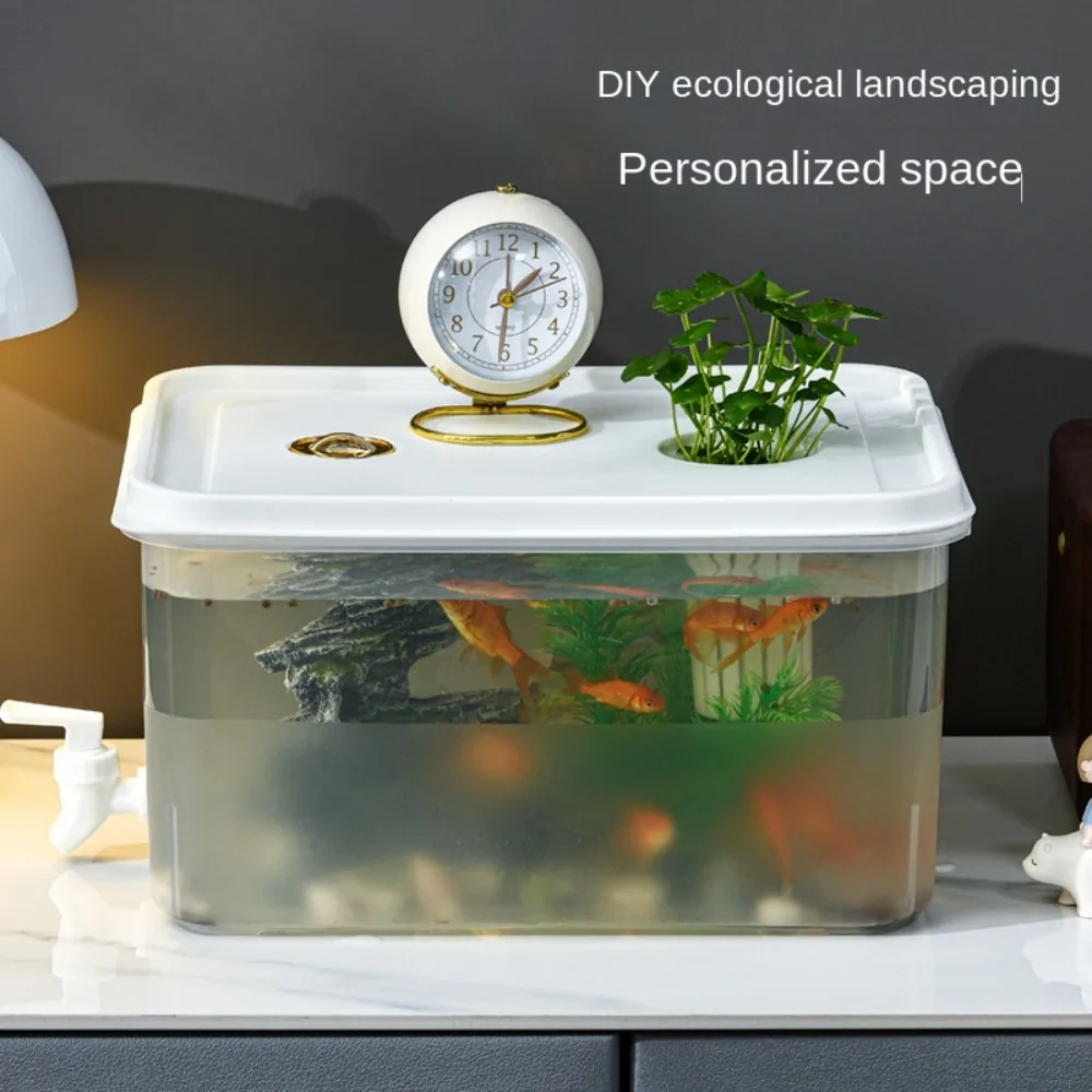 Durable Transparent Fish Tank Fall Prevention Plastic Desktop Hydroponic Ecological Box Landscaping Desktop Goldfish Bowl