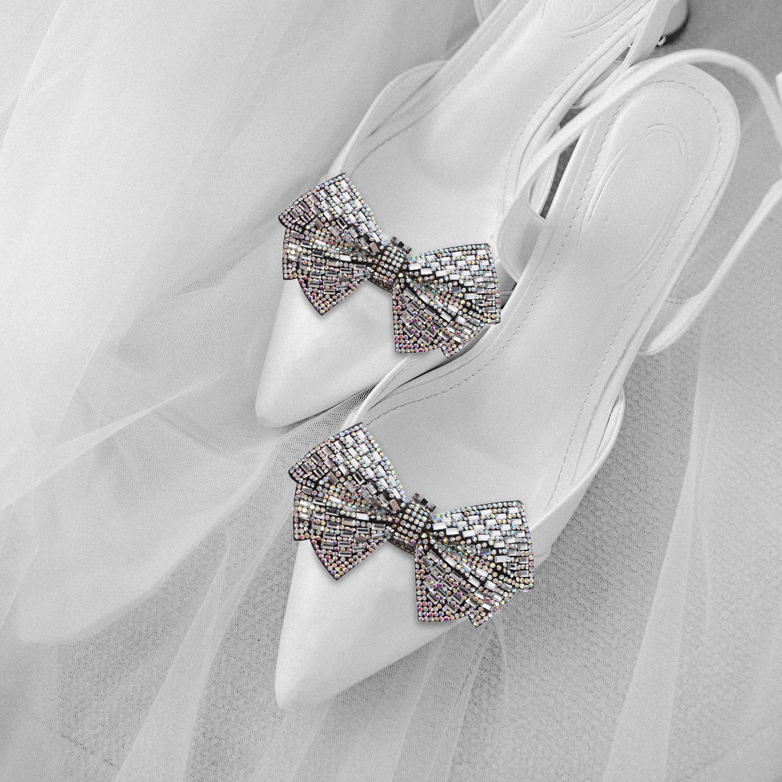 

2pcs Heel Shoe Rhinestone Bow Charm Bridal Party Wedding Accessories Decorative Applique For Pumps Dress Shoes Shoe