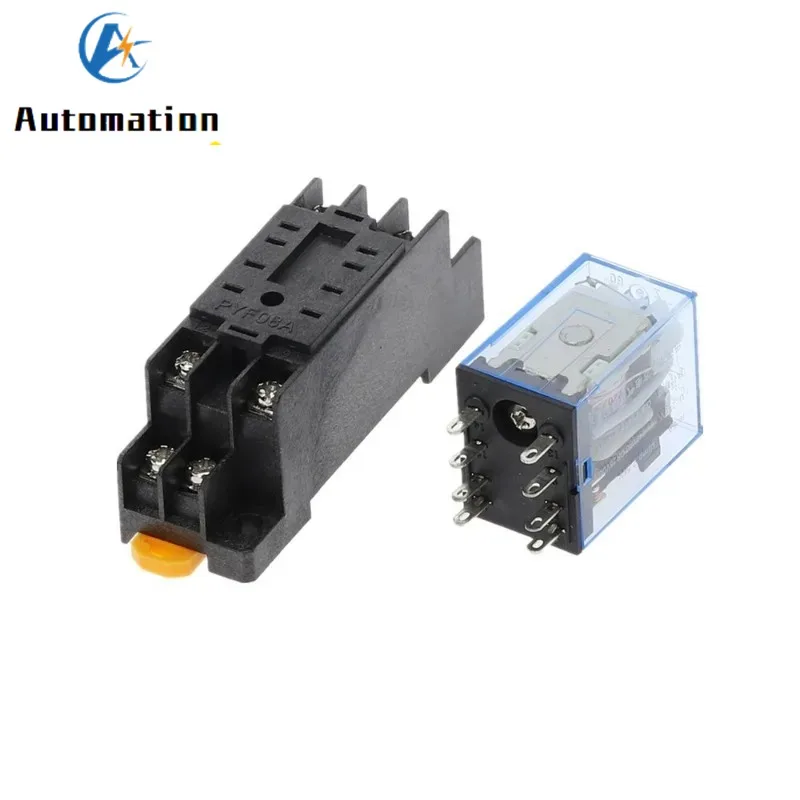 10pcs MY2P HH52P MY2NJ 12V 24V DC / 110V 220V AC coil general purpose DPDT micro mini relay with socket base