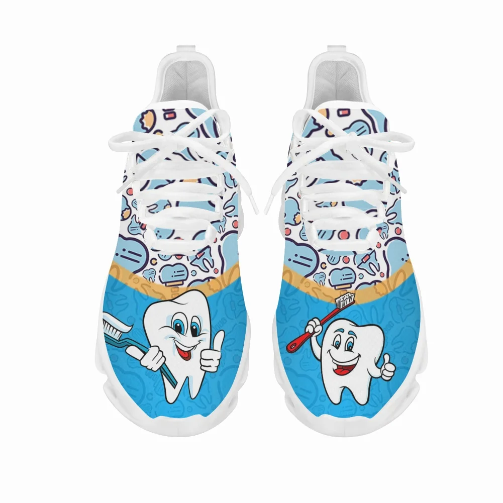 Belidome Funny Dental Shoes for Women Cute Teeth Dentist Nurse Shoes Breathable Running Walking Tennis Shoe Zapatillas Enfermera