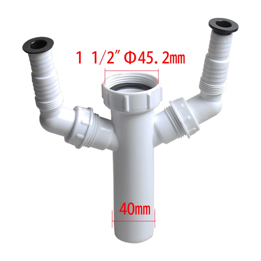 1 1/2 Inch Inlet Double Outlet Waste Trap for Washing Machine and Dishwasher Installation in Standard Plumbing Setups