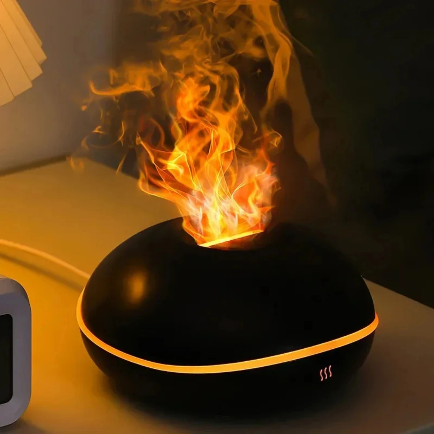 Mini humidificateur d'air à lampe flamme avec diffuseur d'huiles essentielles, générateur de brouillard à ultrasons pour aromathérapie, lampe LED, 7 documents