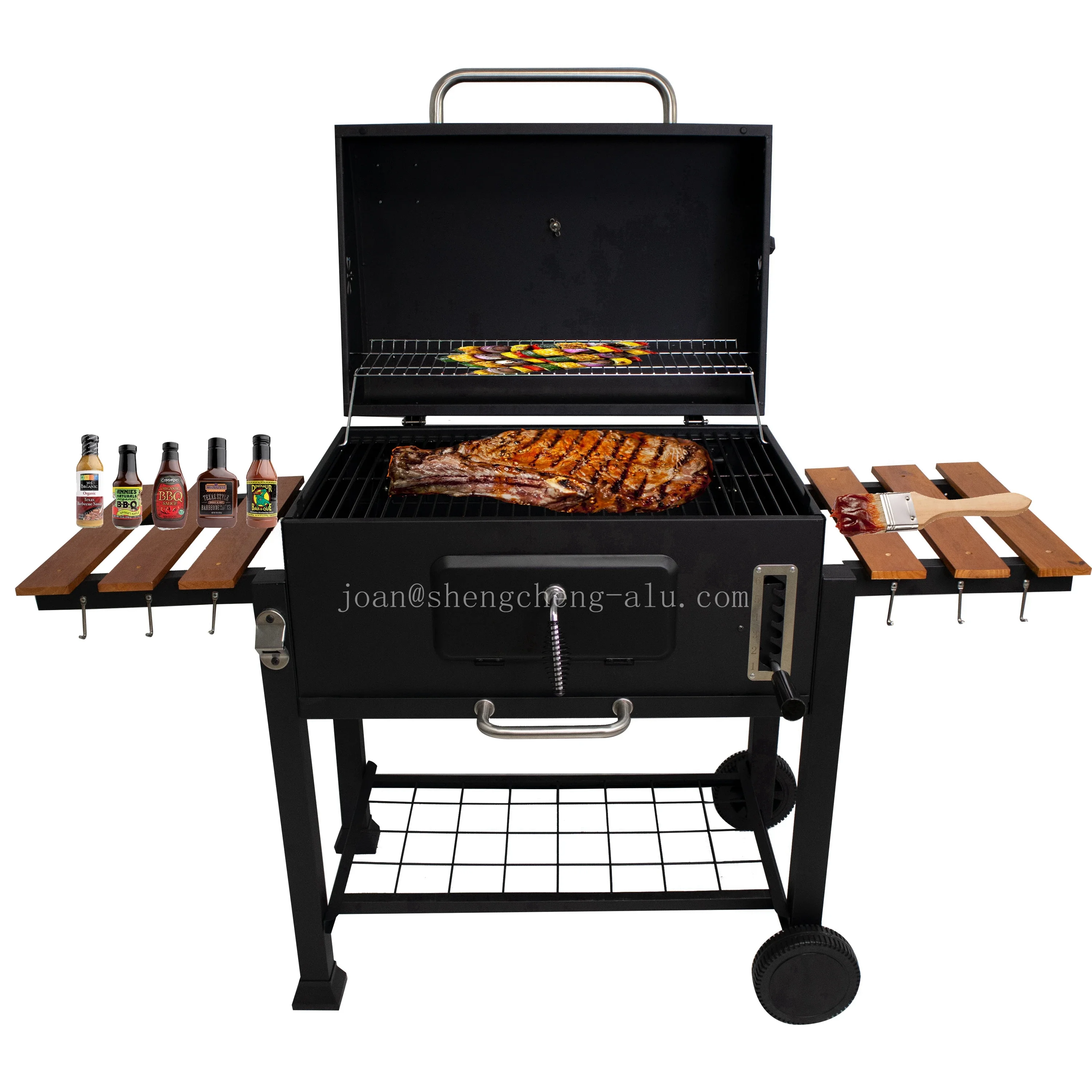 XXL Large Outdoor Heavy Duty Trolley Charcoal BBQ Grill Barbecue Smoker For Backyard,garden Steel Outdoor Kitchen Support