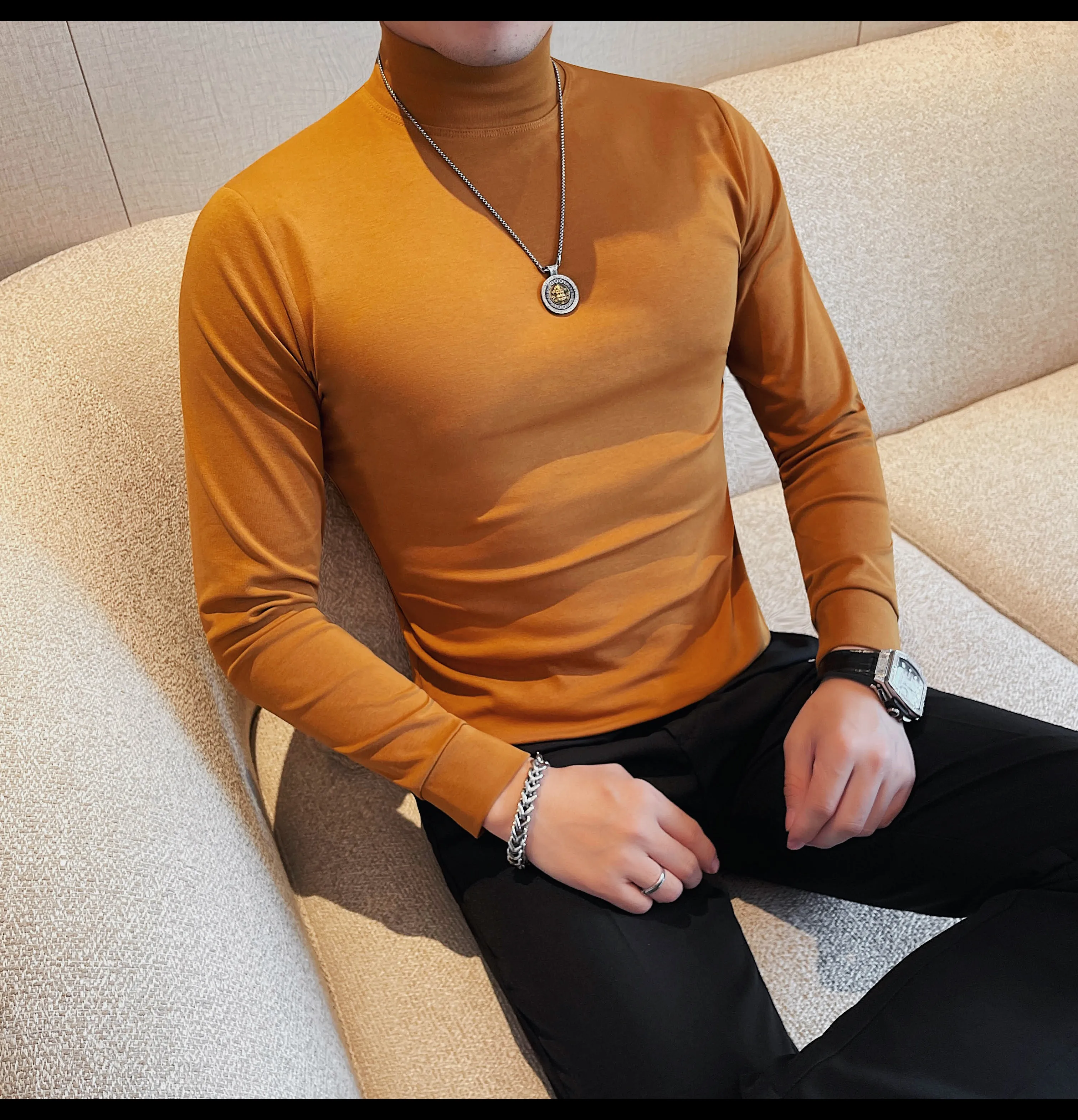 2026 Herren Thermounterwäsche Rollkragen-Hemd mit Revers, dünnes Modal-Herbst- und Winter-Langarm-Unterhemd, einlagiges Slim-Fit-Oberteil – Detail 21