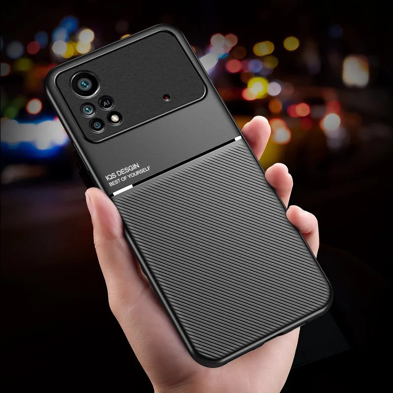 For Xiaomi Poco X4 Pro 5G Case Car Magnetic Holder Soft Leather Back Cover For PocoPhone X4Pro PocoX4 Pro Poko X 4 Pro Cases