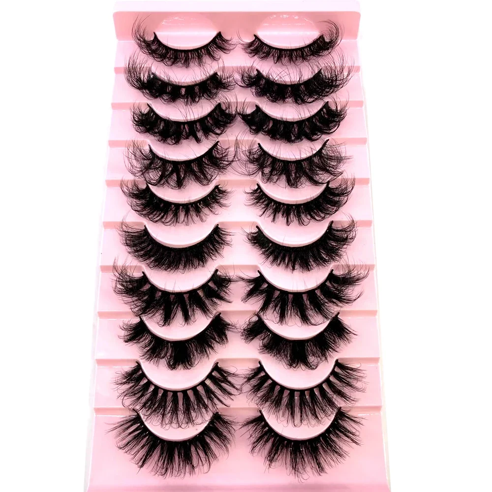 AMSDCN 10 pairs of fluffy dramatic natural messy cross cross fluffy curled mixed style extended false eyelashes wholesale eyelas
