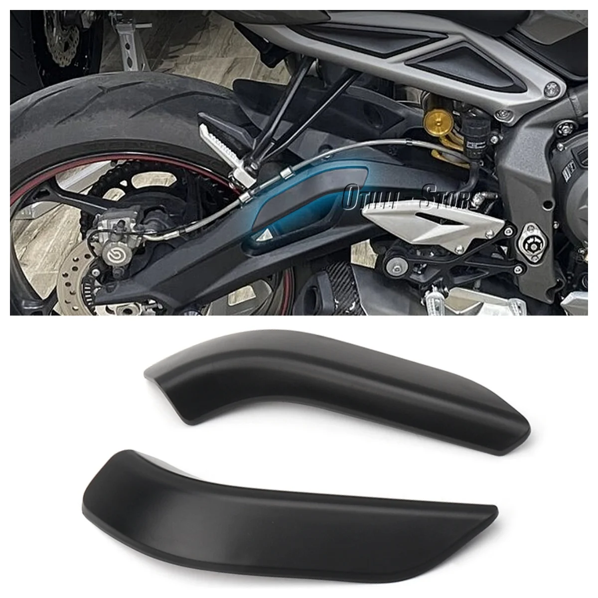 

Motorcycle Rear Frame Anti Scratch Protector Strip Anti-collision Rubber Stickers For Street Triple 765RS STREET TRIPLE 765 RS