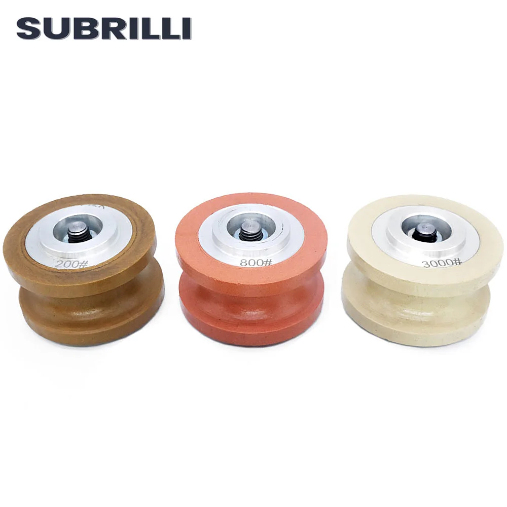 SUBRILLI 20Mm Roda Gerinda Profil Berlian Ikatan Resin Bit Router Abrasif Tepi Bullnose Penuh untuk Profil Alat Marmer Granit
