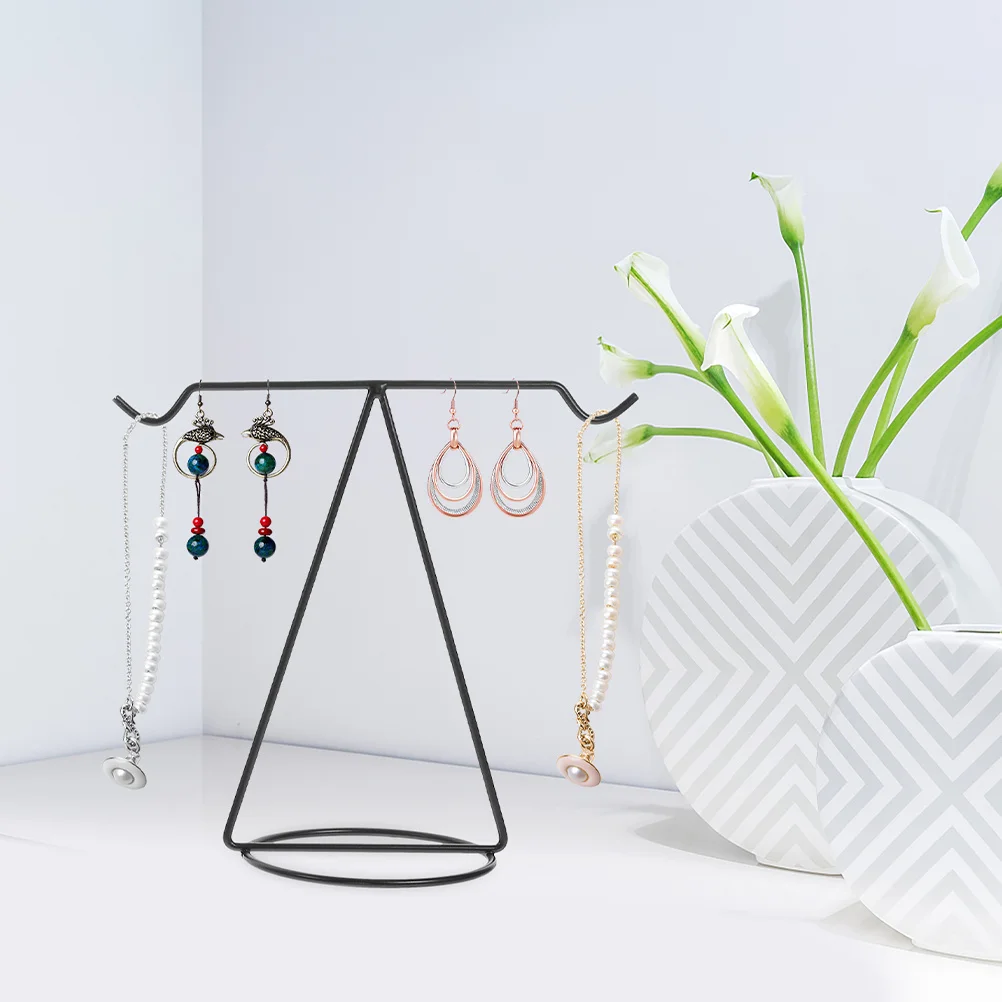 

Черная железная подставка для ювелирных изделий, металлическая проволока, Т-образная стойка-органайзер для ювелирных изделий для дома, розничный магазин, ожерелье, держатель для сережек
