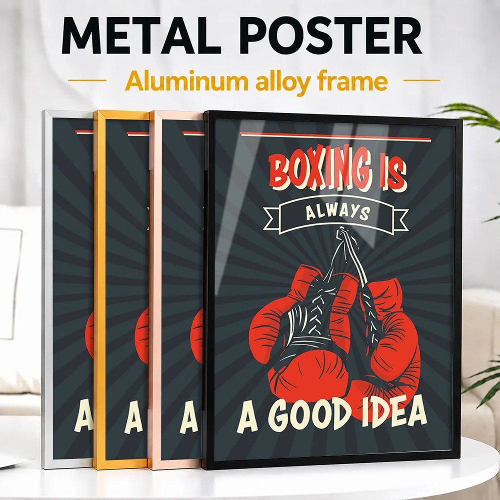 Boxing Is Always A Good Idea Framed Aluminum Metal Poster Personalized Typographic Wall Art For Home Gym And Training Studio
