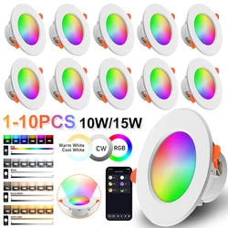 10W/15W Smart LED Downlight Bluetooth Ceiling Lamp RGB Lamp APP Remote Control Color Changing light for Alexa Google Home