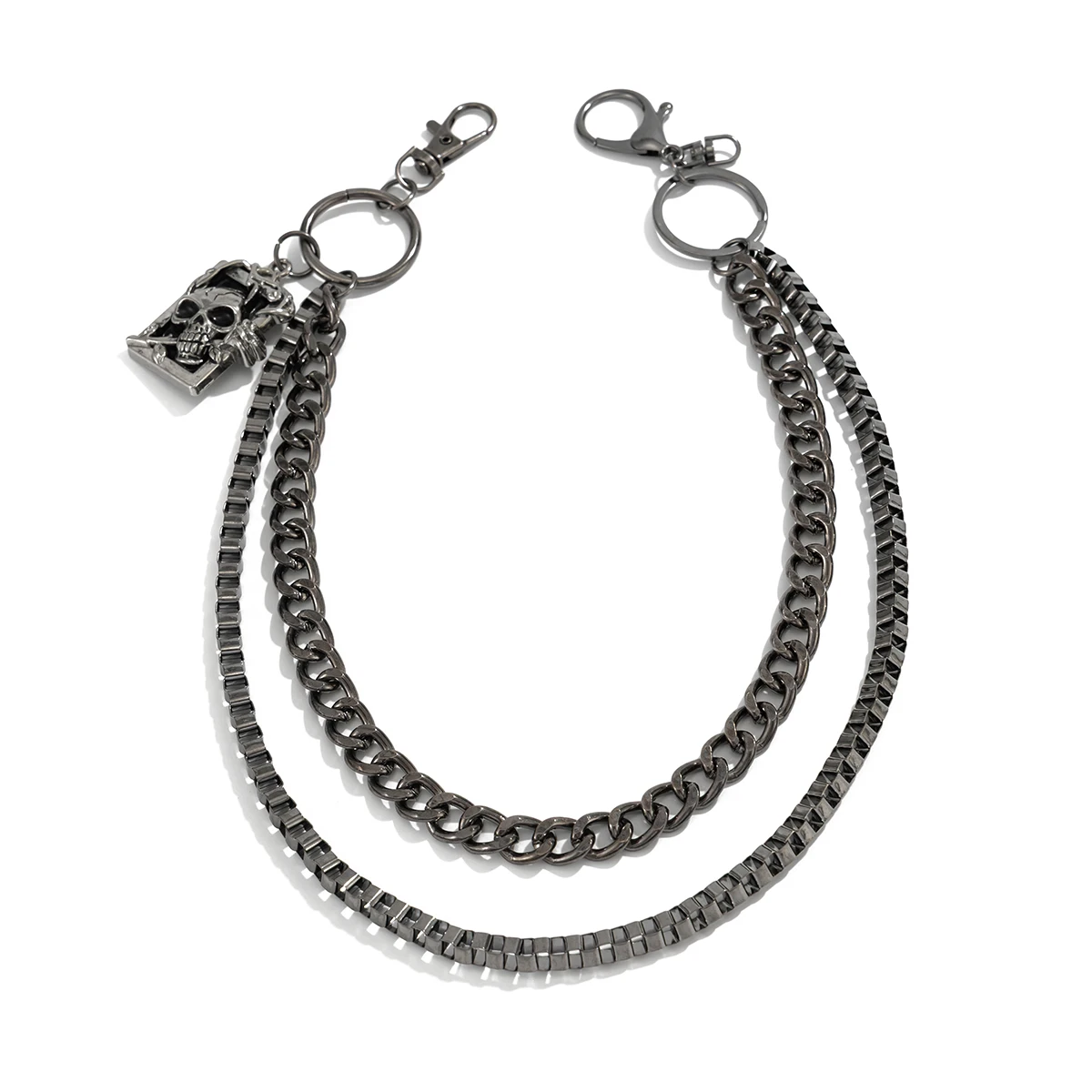 Salircon Goth métal crâne pendentif taille chaîne porte-clés hommes décoré jean Hipster Hip Hop Punk pantalon chaîne Halloween bijoux