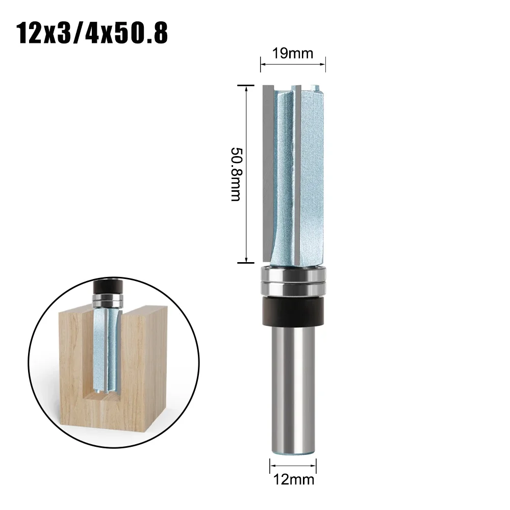 3 Tooth Router Bit 12mm 1/2′′Shank Diameter 3/4′′ Blade Length 2′′ Pattern Bit Cutting Carbide Alloy with For Woodworking Tool