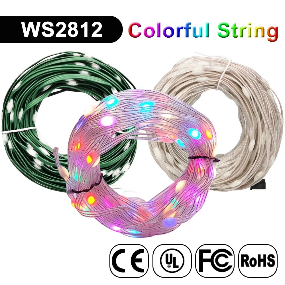 5m-25m WS2812B RGBIC Christmas String Lights  Addressable Individually DC5V WS2812 Led Strip Full Color Party Room Decoration